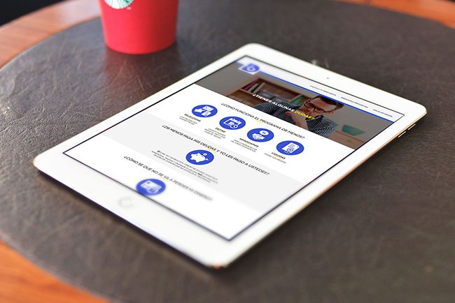 Mockup de la página web DB Menos en tablet