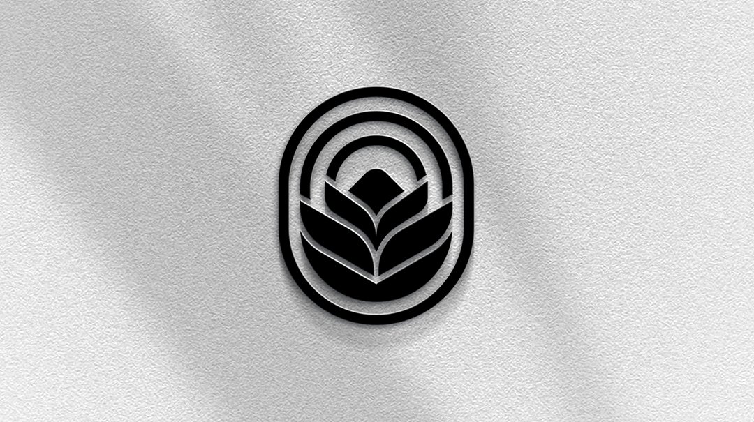 Icono de un logotipo en relieve sobre pared con textura