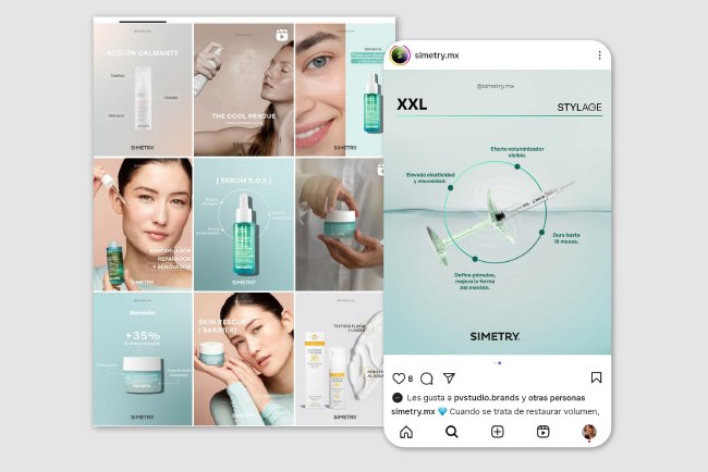 Diseño de feed para instagram y la aplicación de un post.